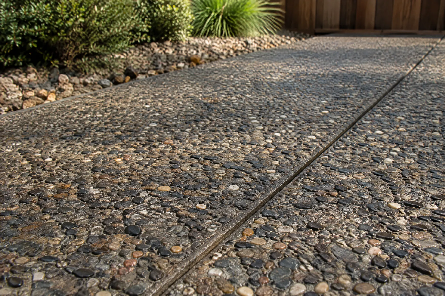 Illustrative exposed aggregate concrete finish visual reference for the service catalogue