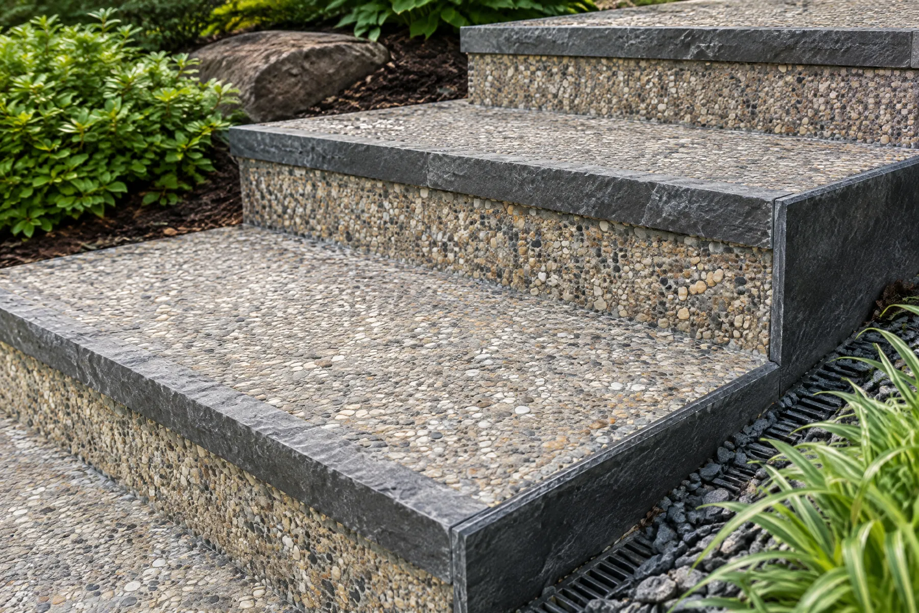 Illustrative exposed aggregate concrete finish visual reference 2; illustrative, not a completed contractor job